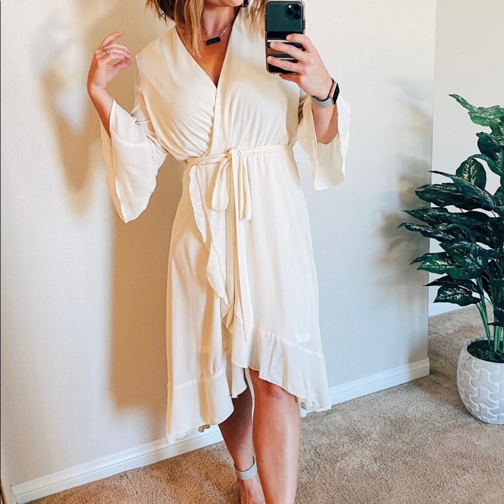Ivory petite wrap dress